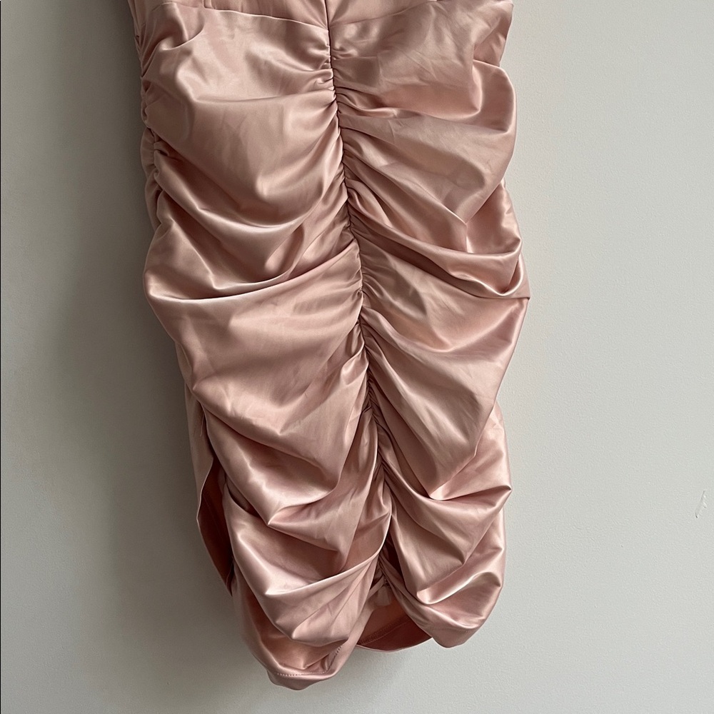 NWT LEAU Blush Elegant Off-Shoulder  “Divine Satin Corset Dress”! - Picture 7 of 11